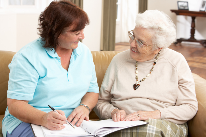 A caregiver provides Bridge City home care for an elderly female client.