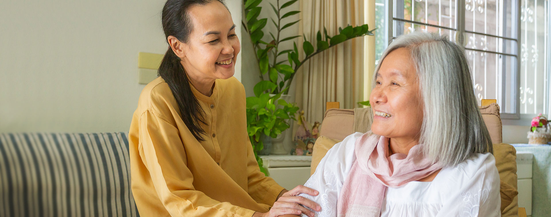 A woman provides respite care in the Beaumont area for a senior client.